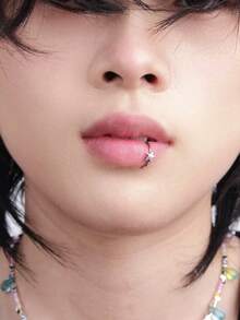 1PC Heart Lip Clip Cross Faux Lip Ring Star Stainless Steel Lip Piercing Body Jewelry No Need Pierced