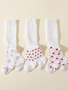 1pc Baby Girls' Heart Pattern Tight Leggings, Sweet Style, Suitable For Newborn Photo Shoot, Holiday Party Wear - White - View 5