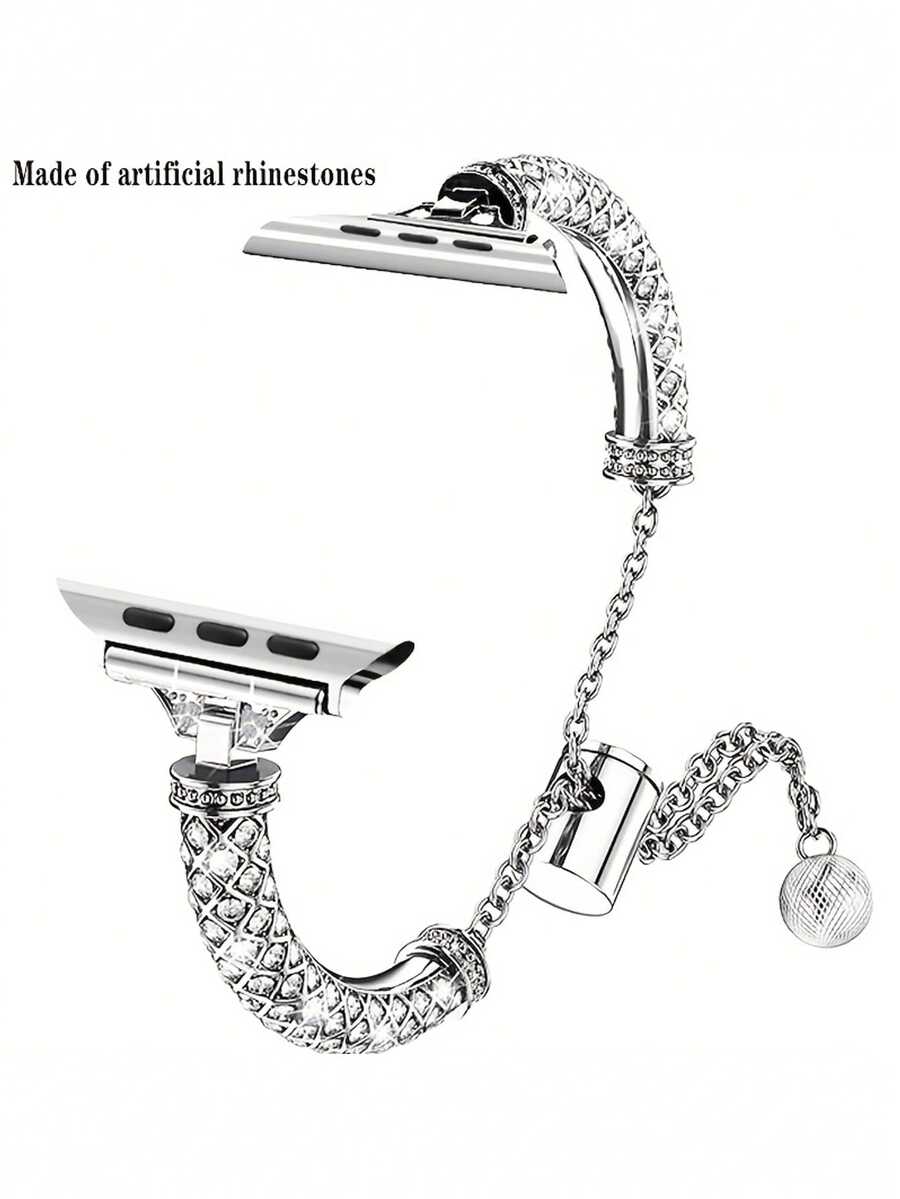 1pc Women's Wisdom Smartwatch Band, Compatible With Apple Watch Series 5/6/7/8/SE, Stainless Steel Strap, Suitable For Holidays And Birthday Gifts To Add Brilliance - Multicolor - View 1