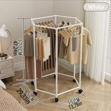 1个六面旋转落地式晾衣架，多功能加厚洗衣架，适用于家庭/宿舍，360°旋转，大容量，移动顺畅