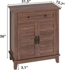 Gabinete de buffet de 3 niveles con 3 estantes y cajón ajustables, gabinete de almacenamiento de cocina para el comedor y la entrada - Marrón - Ver 2