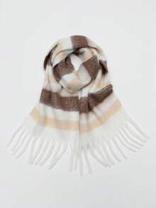 1pc Cute & Fashionable Meredith Striped Cozy Scarf, Warm & Comfortable Plush Unisex Scarf For Daily, School, Outdoor, Home, Travel, Holidays, Accessory For Kids - Multicolor - View 17