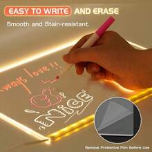 Multifunctional LED Information Board - 11.8 X 7.9 Inch Illuminated Erasable Sign, With Adjustable Stand, Acrylic Panel For Marker Writing, Suitable For Office/Conference Room/Retail Display - Warm white light - View 4
