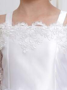 Tween Girls Elegant Lace Long Sleeve Princess Party Dress, Suitable For Communion, Bridesmaid, Wedding, Birthday, Graduation Ceremony, Performance - White - View 7