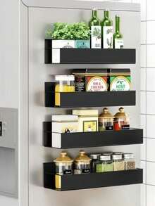 Magnetic Spice Rack, Refrigerator Magnetic Storage Rack, Spice Jar Organizer, Refrigerator Condiment Organizer, Kitchen Storage Rack - Multicolor - View 4
