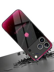 1pc Custom Name, Black-Pink Gradient Fashionable High-End Business Minimalist Apple Design, Tempered Glass + TPU Soft Edge Shock-Resistant Scratch-Resistant Phone Case Compatible With Apple 17 Pro Max/16 Pro Max/15 Pro/14 Plus/13 Pro/12 Pro Max/11/Xs Max/8/7/6 Plus, S24 Ultra/S25 Ultra, Redmi/ Phones Accessories - Black - View 3