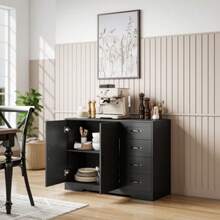 Sideboard, Chest Of Drawers, Modern Style, 4 Drawers, 1 Cabinet, 105 X 40 X 76 Cm, Black. Home Delivery Available. - Black - View 4