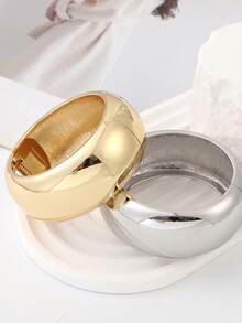 Brazalete de aleación electrolizada suave y de gran tamaño, de moda europea y americana - Blanco - Ver 4