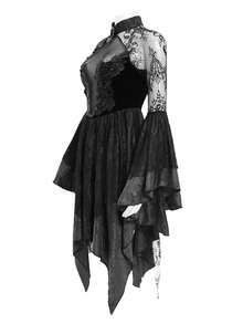 EVA LADY Đầm kiểu sườn xám Gothic cổ đứng tay loe, thích hợp cho tiệc chủ đề tối màu. - màu đen - Xem 10