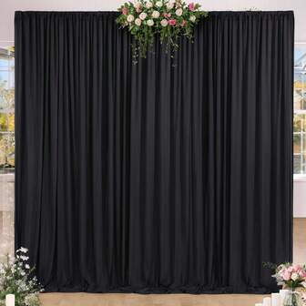 1pc Black Elastic Backdrop Cloth, Made Of Wrinkle-Resistant Polyester Fabric, Suitable For Parties, Weddings, And Birthday Events