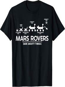 Mars Perseverance Rover Dare Mighty Things Landing Timeline T-Shirt - 黑色 - 查看 1