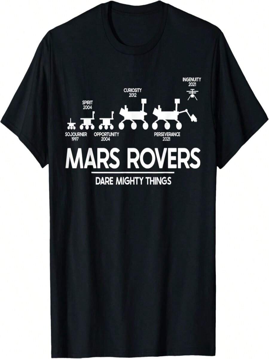 Mars Perseverance Rover Dare Mighty Things Landing Timeline T-Shirt - 黑色 - 查看 1