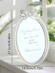 1个银色边框塑料领结相框，镶嵌水钻和人造珍珠，3英寸、6英寸、7英寸椭圆形相框，情人节生日派对，儿童家居装饰配件（图案随机发送） - 彩色 - 查看 13