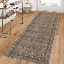 Modern Home Decor Simple Living Room Area Rug Non Slip Thin Bordered Entrance Runner Rug Non Shedding Low Pile Mat Throw Rug Easy To Clean Stain Resistant Carpet Printed Washable Soft Floorcover For Dinning Room Kitchen Laundry Bathroom Bedroom - Dark Brown - View 2