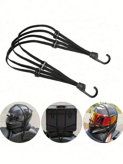 4-In-1 Multifunctional Elastic Strap With Hooks, High Strength Rubber Expandable Tie Down Straps For Motorcycle, Electric Bicycle, Helmet, Trunk, Seat Fixation
