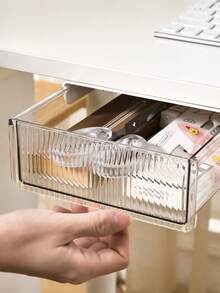1pc Hidden Drawer Desktop Storage Box, No-Drill Desk Drawer Storage Box, Hidden Pen Cup, Office Supplies Storage Box, Student Desk Stationery Storage Box