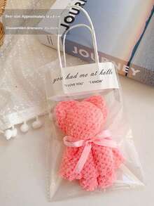 Uroczy zestaw ręczników z misiem w przezroczystej torebce - idealny na prezent ślubny, urodzinowy, na Dzień Matki i na przyjęcie świąteczne. - Wielokolorowe - Zobacz 14