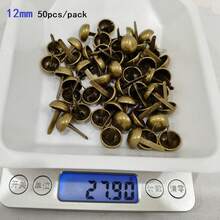 50/100个金属半球形圆形双脚铆钉，用于DIY手工制作皮革工艺包袋手提包底部保护