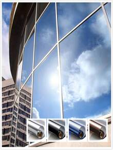 1Roll One Way Mirror Window Film Silver Reflective Self Adhesive Sun Block Sticker Anti UV Heat Control Privacy Protection Glass Tint - Multicolor - View 2