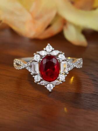 1 Pieza de Anillo Rectangular Cruzado de Plata de Ley con Borde Bermellón, Joyería Minimalista Moderna y Geométrica Audaz para Mujer, Regalo Hipoalergénico para el Día de San Valentín, Navidad, Cumpleaños, Aniversario, Uso Diario