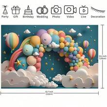 1. 彩虹拱门横幅背景，彩虹拱门氛围摄影背景，彩色气球搭配维纳斯设计元素，甜蜜生日背景，派对装饰，蛋糕装饰，摄影背景布，生日派对背景装饰。适用于家居客厅和卧室装饰。2D扁平化设计。 - 彩色 - 查看 5