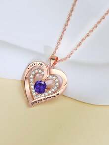 Popular Women's Minimalist Accessories ILOVEYOU Letter Necklace, Heart Pendant Jewelry - Multicolor - View 5