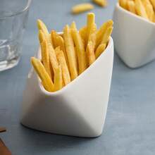 1pc Large/Small Ceramic French Fry Bowl, Ceramic French Fry Cup, For Restaurant Daily Use, Household Ceramic Bowl, Ceramic Plate - Multicolor - View 10