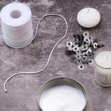 1包30米/61米棉质蜡烛芯，包含100个烛芯底座，圆柱形棉线，可自由裁剪至所需长度，无烟蜡烛芯，DIY蜡烛制作工具，易于使用，手工蜡烛制作，DIY蜡烛，香薰蜡烛自制材料，手工礼品，适合初学者 - 彩色 - 查看 5