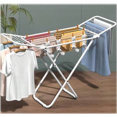 Pre-Assembled Clothes Drying Rack Retractable Clothes Rack Space-Saving Laundry Rack Expandable Laundry Drying Rack Towel Rack For Indoor And Outdoor Use White-Large