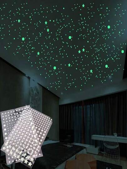 Glow In The Dark Ceiling Wall Stickers, Glow Star Dots, Blue & Green Luminous Wall Decals, 3D Dotted DIY Starry Sky Decor, Suitable For Bedroom, Living Room Or Birthday Gift