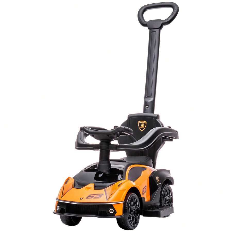 Macchinina Cavalcabile Lamborghini Per Bambini 12-36 Mesi - 2 In 1 Con Maniglione Push, Suoni E Vano Contenitore