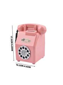 1个粉色小猪存钱罐，电话造型，可作硬币罐、家居装饰/毕业季装饰、收纳罐、摄影道具、生日派对礼物