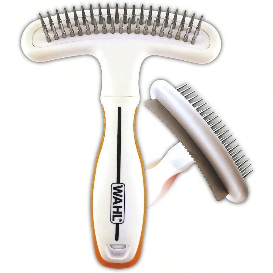 GYJ WAHL - Rastrillo combinado 2 en 1 para mascotas de doble con hoja de pelo para perros o gatos de la marca utilizado por profesionales modelo 85842482 - Orquídea blanca - Ver 1