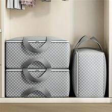 1pc Grey Non-Woven Fabric Four-Leaf Clover Pattern Portable Storage Bag, Large Capacity Organizer Bag For Clothes And Luggage - Multicolor - View 10