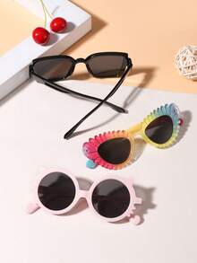 1 Set 3 PCS Boy's And Girl's 7-14Y Square And Lace Playful And Cute Cat Eye Frame Fashion Glasses For Outdoor - Multicolor - View 7