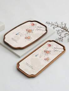 1 صينية خشبية مستطيلة، قاعدة زجاجة الغسول بحجم 11.8 بوصة مع حصيرة، صينية لسطح الحوض. مناسبة لإكسسوارات الحمام والديكور.