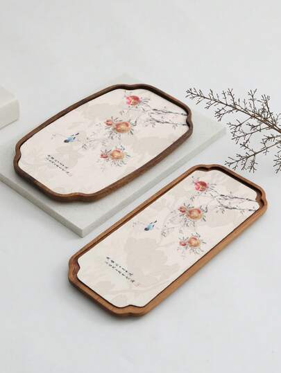 1个优雅木质长方形托盘，11.8英寸多功能乳液瓶底座，带防滑垫，是打造时尚洗手台面收纳的理想之选，也是浴室配件、别致家居装饰和乔迁或节日贴心礼物的完美之选。