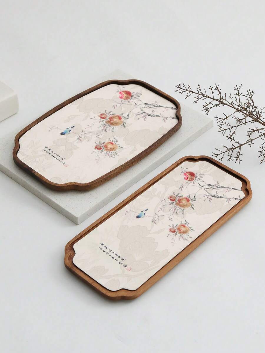 1 صينية خشبية مستطيلة، قاعدة زجاجة الغسول بحجم 11.8 بوصة مع حصيرة، صينية لسطح الحوض. مناسبة لإكسسوارات الحمام والديكور.