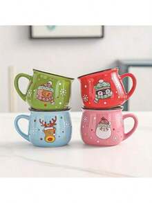 Ceramic Christmas Mousse Cups: Cute Cartoon Santa Claus Design With Attractive Appearance, Suitable For Holding Desserts In Bakeries. Ceramic Coffee & Breakfast Cups, Material With High Temperature Resistance, Applicable For Daily Home Use And Children's Drinking. Perfect Items For Enhancing Christmas Atmosphere, Combining Practicality And Decorativeness, Making Desserts And Drinks More Ceremonial. - Multicolor - View 13