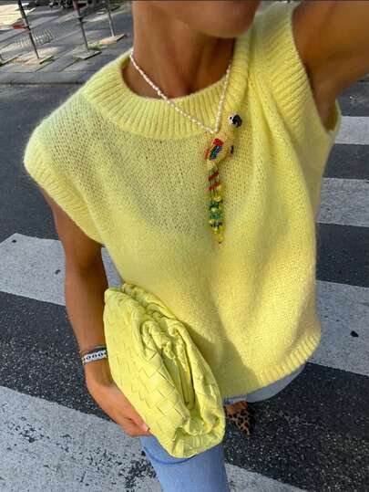 Unisex Sleeveless Knit Vest, Loose, Breathable And Comfortable, Suitable For Spring And Summer