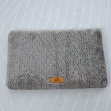 1pc Plush Pet Pad, Removable & Washable Dog/Cat Mat, Warm & Comfortable, Suitable For Dog Cage/Bed, All Season, Thickened Warm Pad For Winter - Grey - View 1