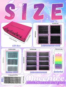 Queenice Bộ 1940 sợi/hộp quà 13 sợi mi giả - Độ cong 30D-100D, hình hoạt hình/chuột/chó/nhiều màu sắc/mềm mại tự nhiên, kèm keo và dụng cụ, phù hợp cho người mới bắt đầu, tự làm, du lịch, dự tiệc, kỳ nghỉ và trang điểm hàng ngày. - màu đen - Xem 8