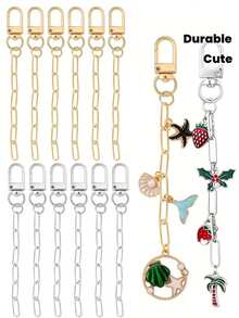10/5 piezas Accesorios decorativos creativos para llaveros que incluyen mosquetón, cadena de extensión, anilla de apertura, para manualidades y decoración de mochilas