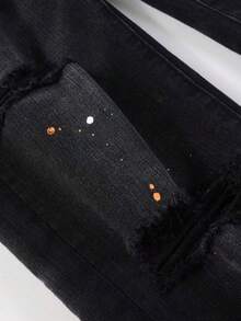 2026 New Hot  Purple American Style Men Jeans High Street  Slim Fit Stretch Black Ripped Skinny Pants Fashionable - 黑色 - 查看 1