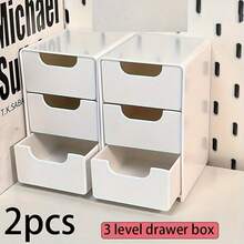 1/2pcs White 3-Tier Drawer Storage Box - Ideal For Organizing Office Supplies, Hair Clips, Jewelry And Cosmetics - Compact And Cute Design, Perfect For Desk Organization, Home Use, Drawer Storage, Jewelry Box - Multicolor - View 10