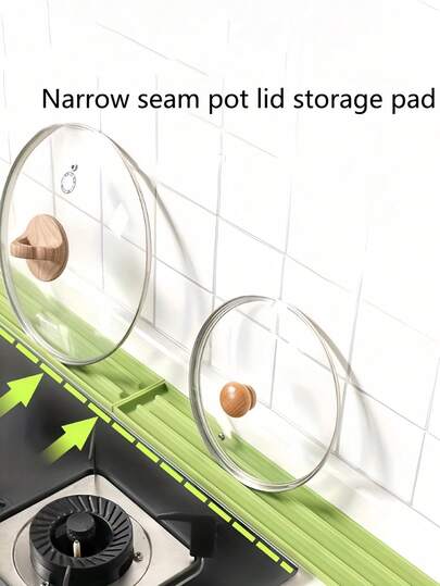 Space-Saving Narrow Design - Pot, Pan, Lid, Spatula Organizer Rack - Heat-Resistant Non-Slip Countertop Mat - Suitable For Gas And Induction Stoves - Easy-To-Clean Kitchen Shelf, Suitable For Home And Commercial Kitchens - Durable Plastic Material, Stove Cover Rack, High-Quality Plastic