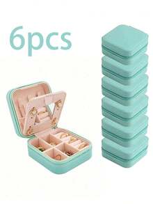 1/6/12件装便携式首饰盒，带镜子，旅行首饰收纳盒，多功能首饰整理盒，ins风设计，抗氧化大容量首饰盒，可收纳耳环、戒指、项链、吊坠、口红及其他饰品。是情人节礼物、母亲节礼物、化妆品旅行收纳盒、必备礼品盒、拉链饰品收纳盒、美甲用品收纳盒以及房间装饰的理想之选。 - 彩色 - 查看 24