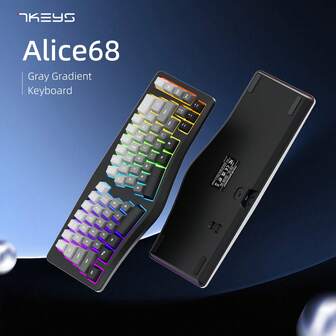 这款69键人体工学游戏键盘，采用RGB背光薄膜设计，按键线条独立，适合办公和游戏使用。