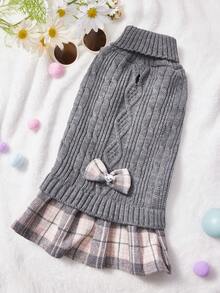 PETSIN 1pc Dog Sweater Dress For Small Dogs Winter Warm Dog Turtleneck Sweater Soft Puppy Knitwear Clothes Cute Doggie Dresses For Teacup Dog Yorkie Chihuahua - Grey - View 2