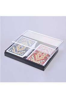 2pcs/Set Waterproof PVC Boxed Red & Blue Pattern Playing Cards, Board Game, 57*89mm Playing Cards, Outdoor Entertainment Prop - Multicolor - View 5